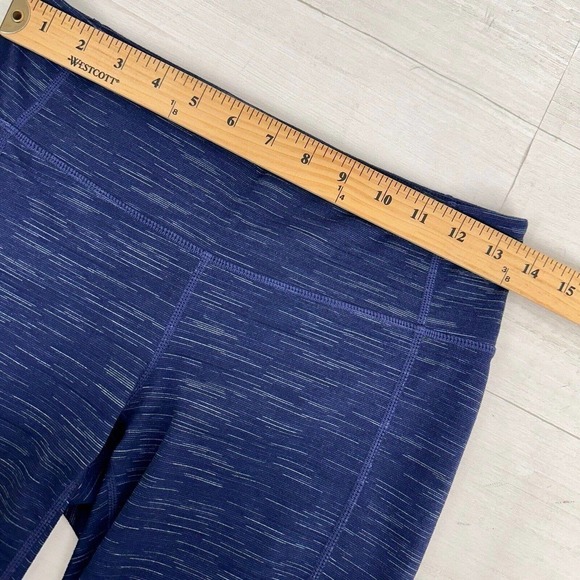 Athleta Leggings Size Medium Striated Revelation Space Dye Navy Blue Yoga Gym - Picture 9 of 13